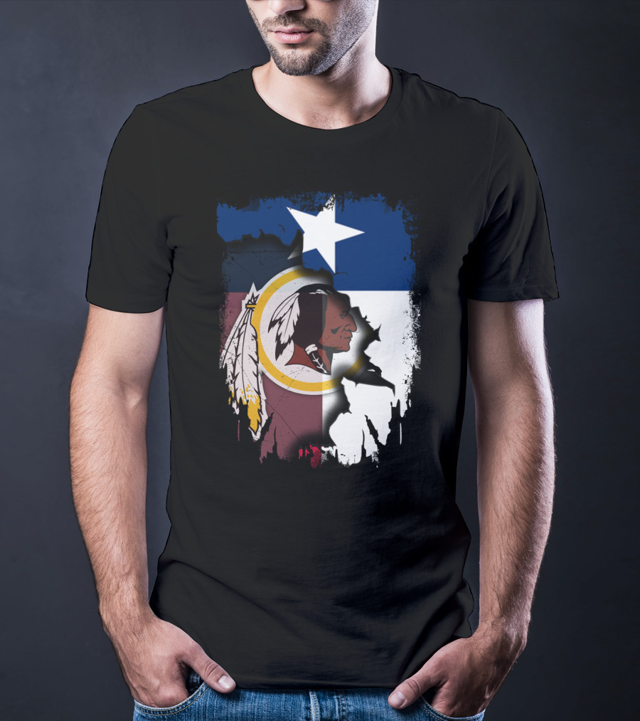 Texas Flag And Washington Redskins Logo United T-Shirt