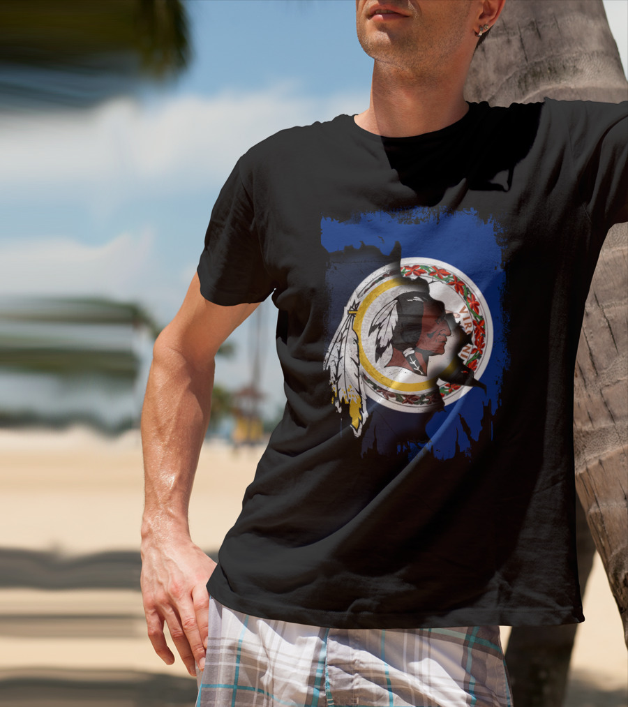 Together Virginia With Redskins Washington Football Team Logo And Virginia State Flag T-Shirt