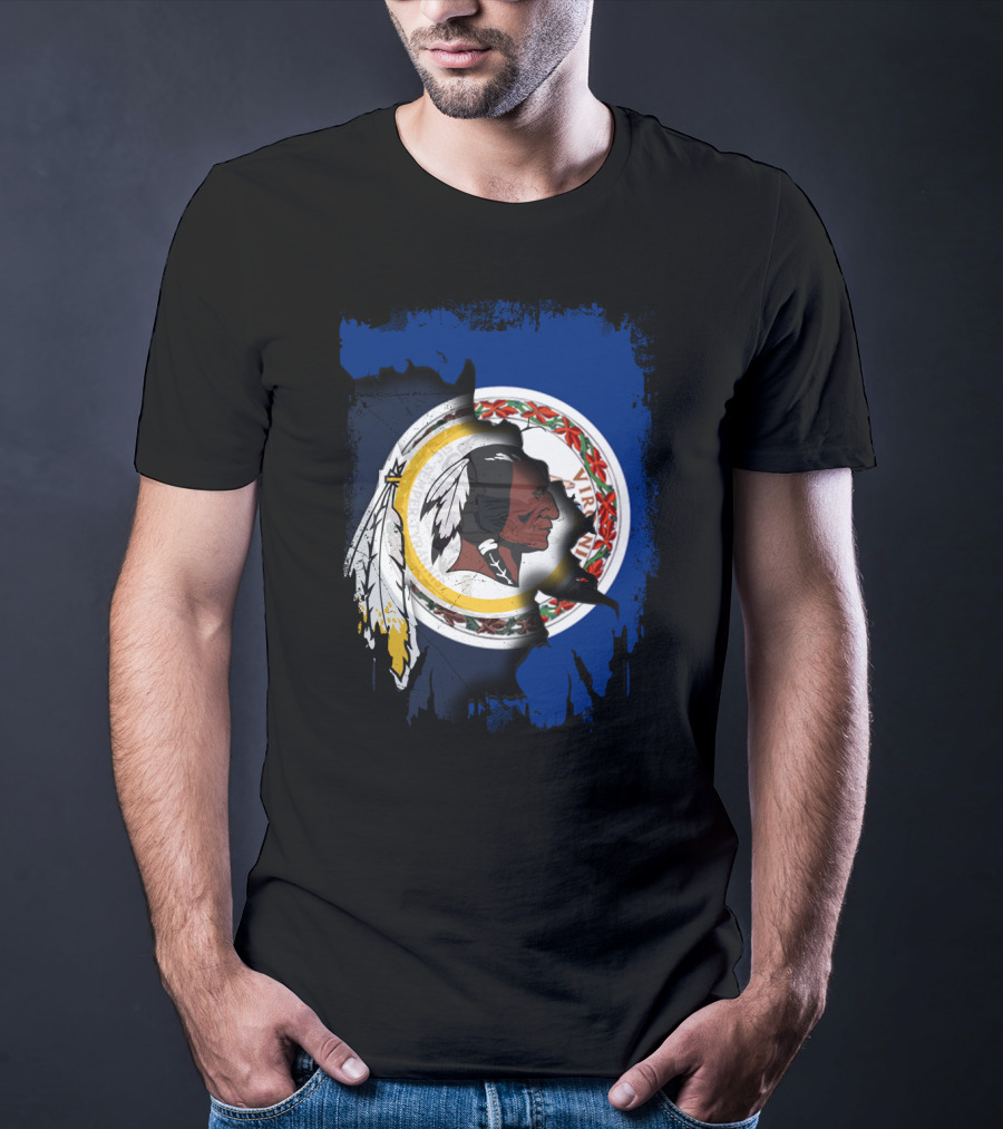 Together Virginia With Redskins Washington Football Team Logo And Virginia State Flag T-Shirt