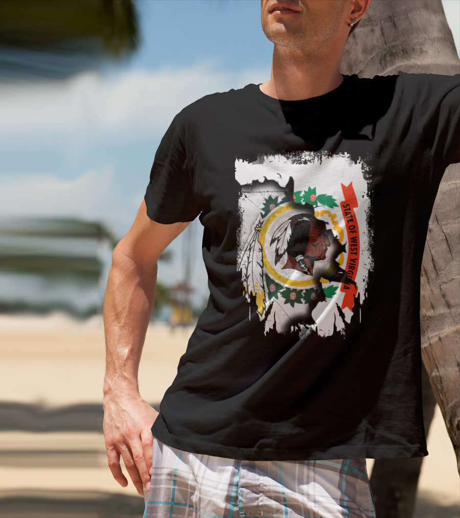 State Of West Virginia Redskins Collaboration T-Shirt