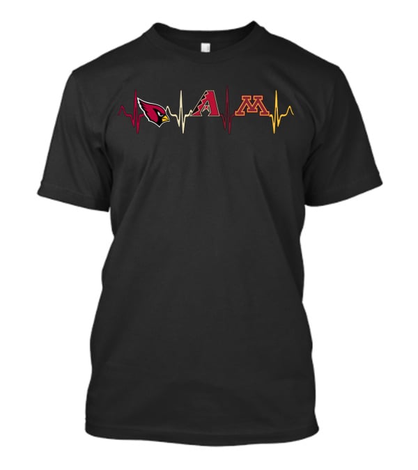 Love Cardinals Diamondbacks Minnesota Gophers Heartbeat Mgg T-Shirt