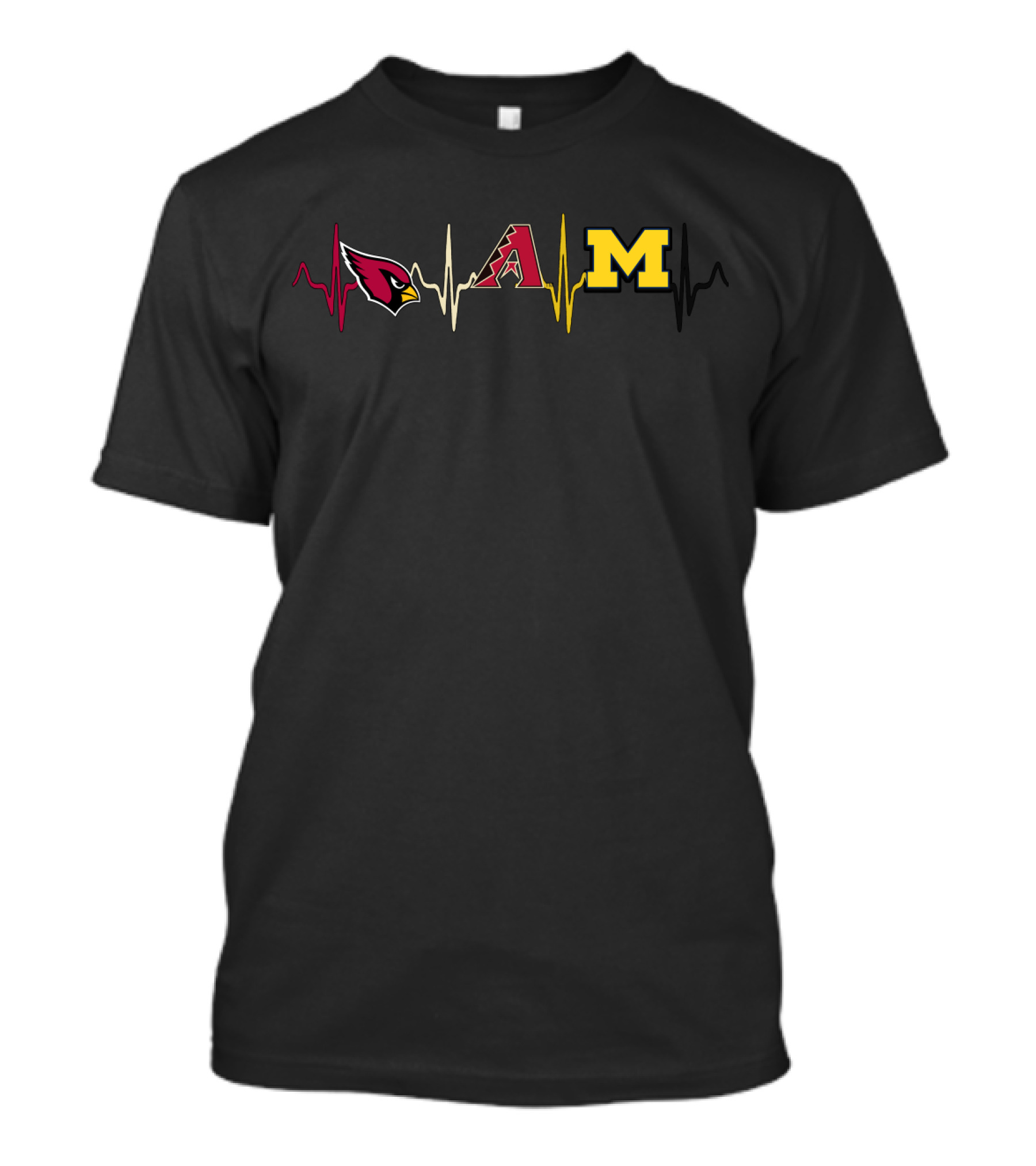 Love Cardinals Diamondbacks Football Mw Heartbeat T-Shirt