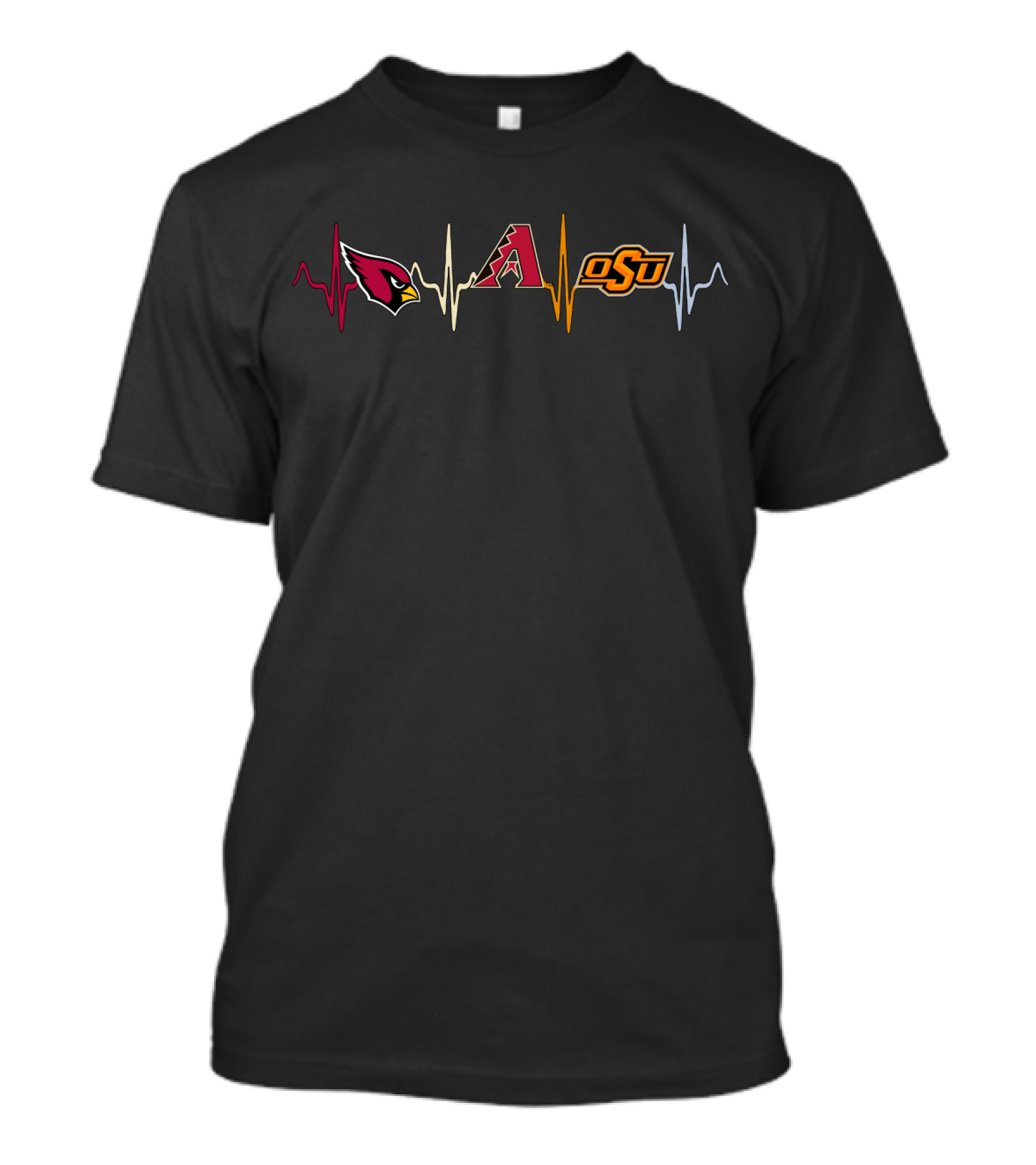 Arizona Cardinals Diamondbacks Oklahoma State Osu Heartbeat T-Shirt