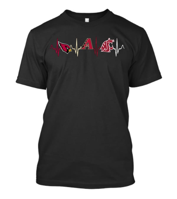 Love Cardinals Diamondbacks Cougars Heartbeat Wsc T-Shirt