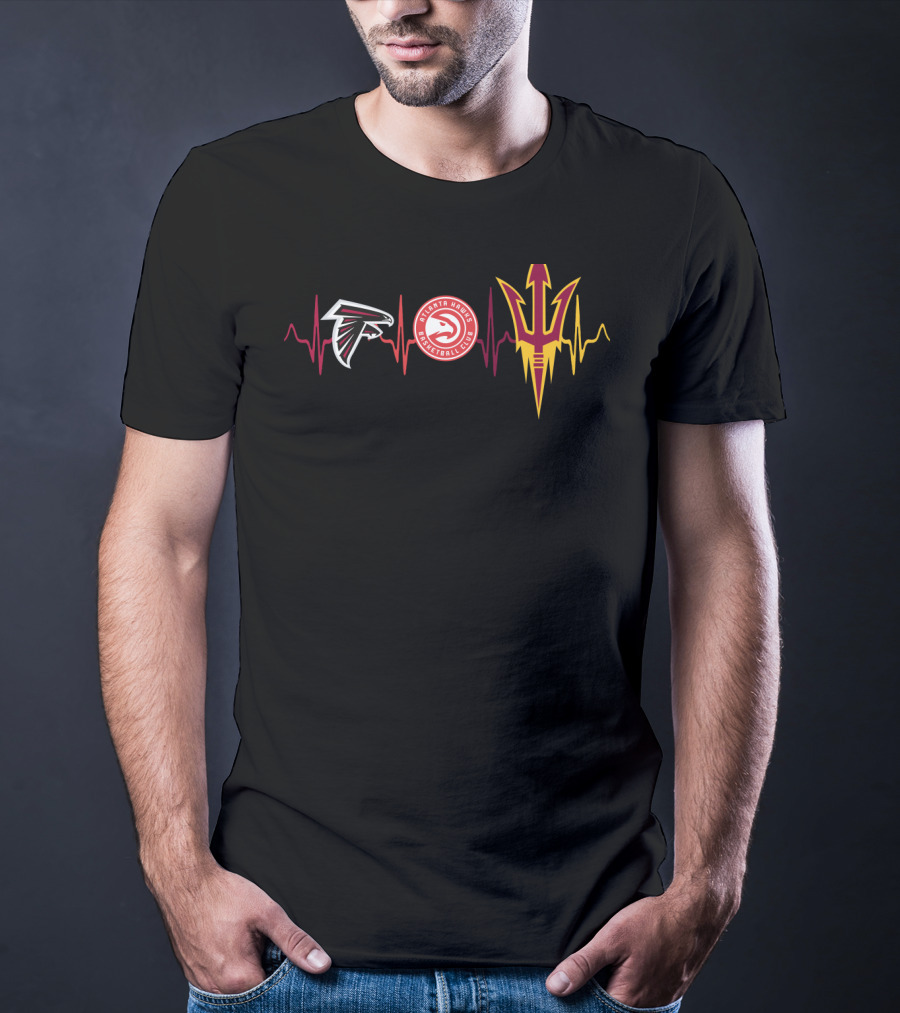 Atlanta Falcons Hawks Arizona State Sun Devils Heartbeat T-Shirt