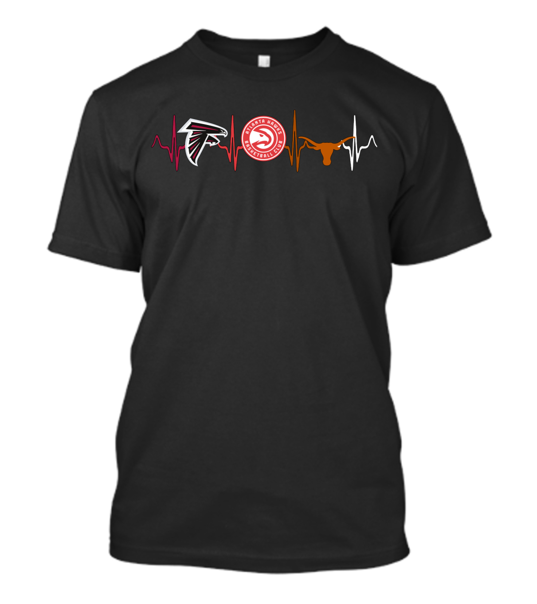 Atlanta Falcons Atlanta Hawks Texas Longhorns Heartbeat T-Shirt