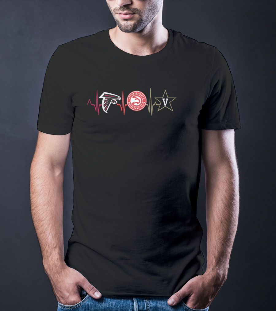 Love Falcons Atlanta Hawks Vanderbilt Commodores Heartbeat T-Shirt
