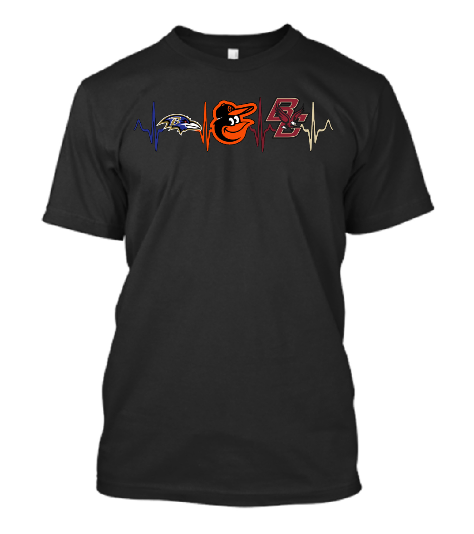 Baltimore Ravens Baltimore Orioles Boston College Heartbeat T-Shirt