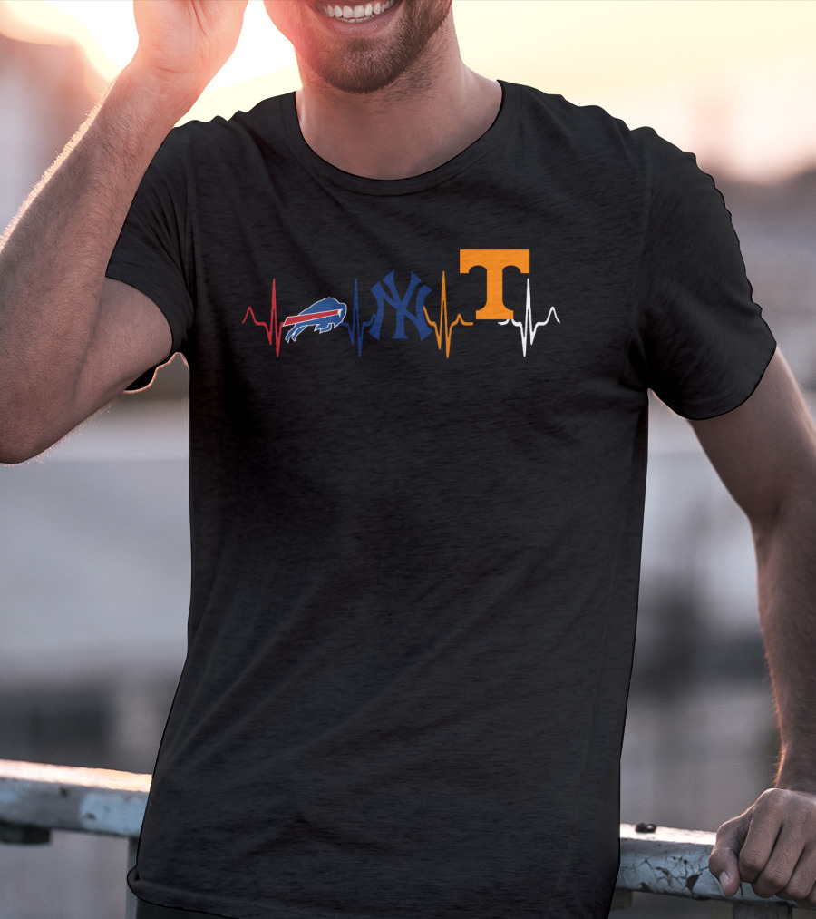 Buffalo Bills New York Yankees Tennessee Volunteers Heartbeat T-Shirt