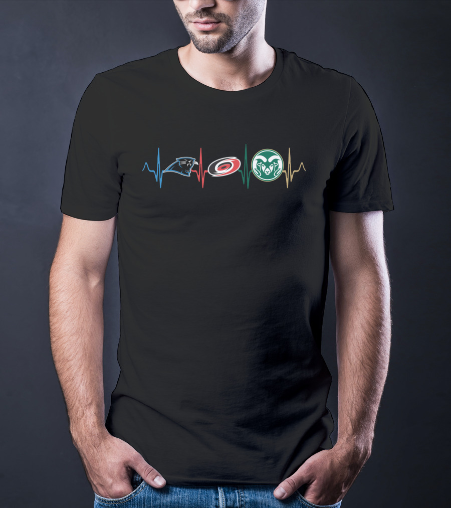 Love Panthers Hurricanes Rams Heartbeat Csr T-Shirt