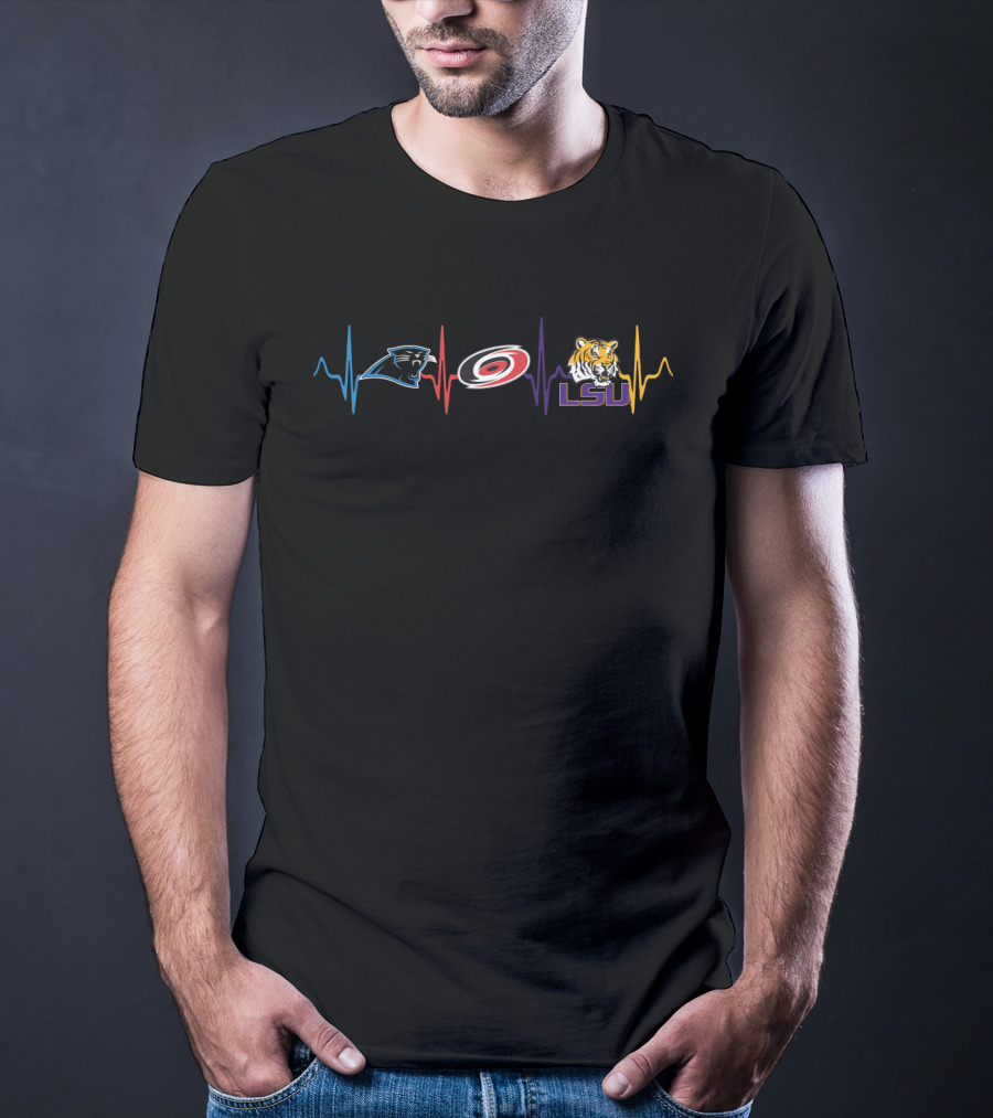 Panthers Hurricanes Lsu Tigers Heartbeat T-Shirt
