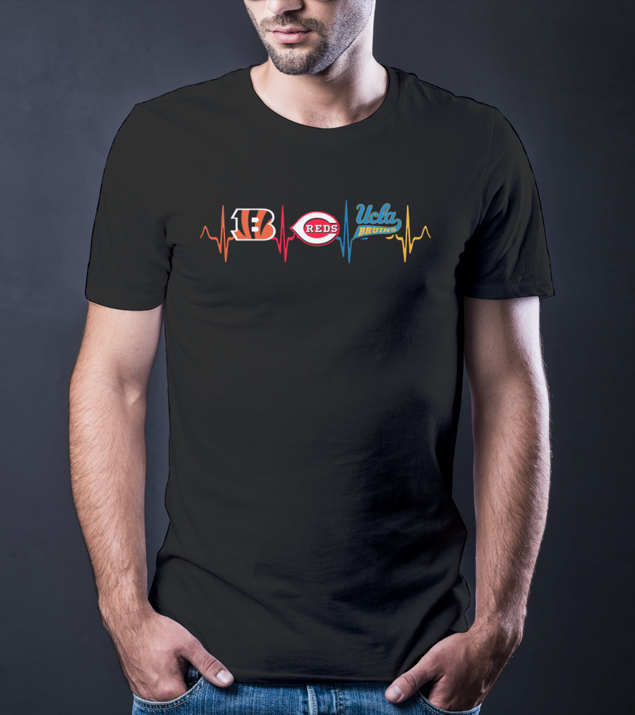 Bengals Reds Ucla Bruins Heartbeat T-Shirt
