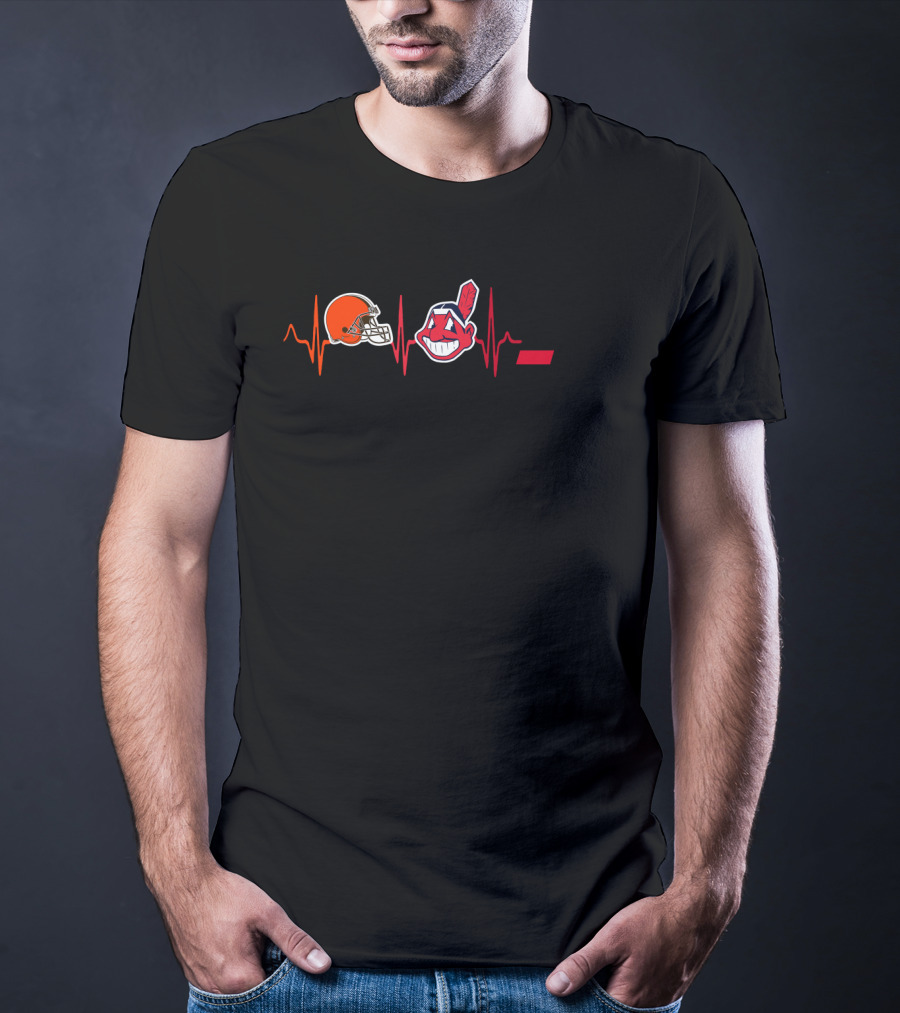 Cleveland Browns Cleveland Indians Cincinnati Bearcats Heartbeat T-Shirt
