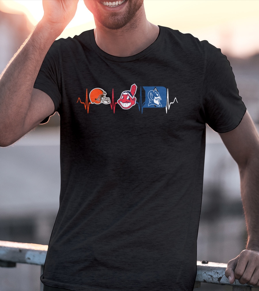 Cleveland Browns Cleveland Indians Duke Blue Devils Heartbeat T-Shirt