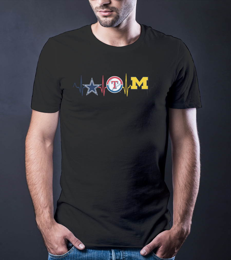Dallas Cowboys Texas Rangers Michigan Wolverines Fan Fusion T-Shirt