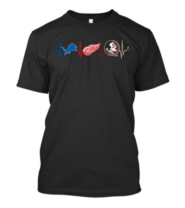 Detroit Lions Red Wings Florida State Seminoles Heartbeat T-Shirt