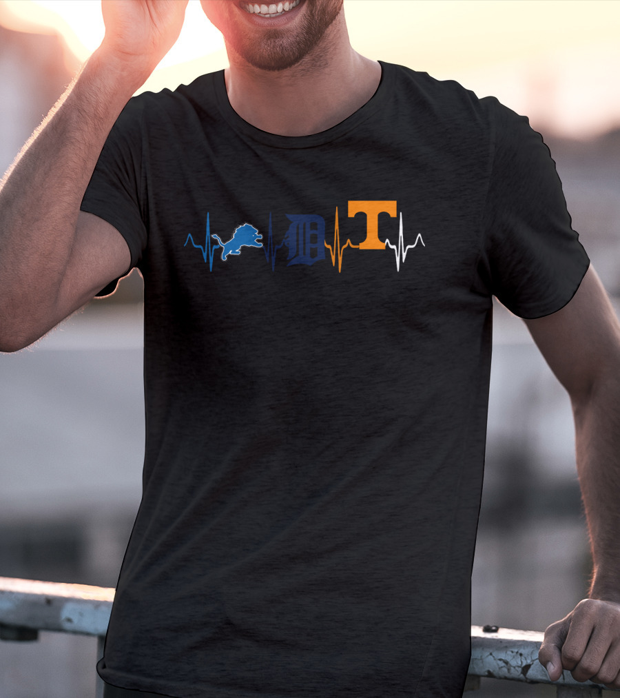 Detroit Lions Detroit Tigers Tennessee Volunteers Heartbeat T-Shirt