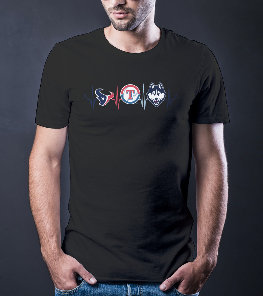 Texans Rangers Huskies Heartbeat T-Shirt
