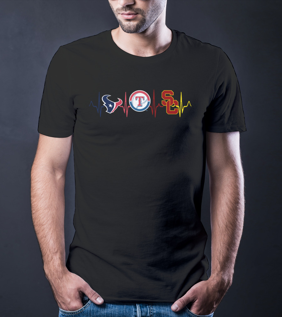 Texans Rangers Usc Heartbeat T-Shirt