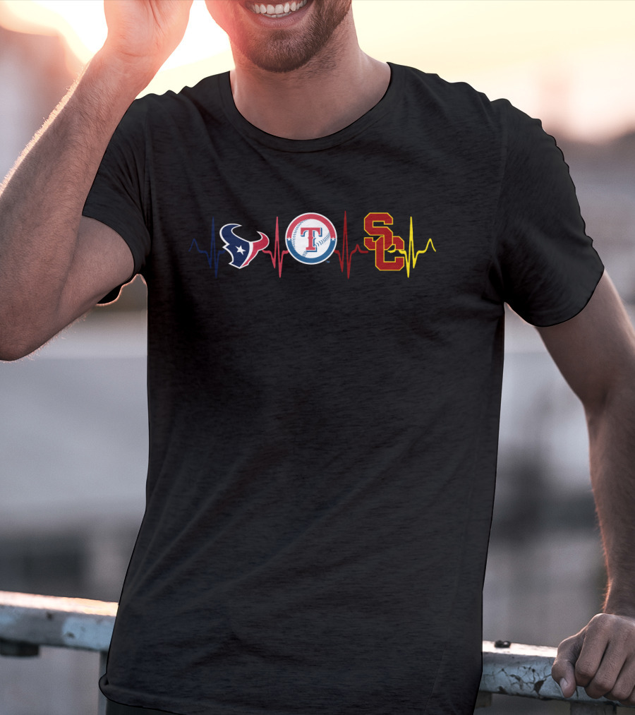 Texans Rangers Usc Heartbeat T-Shirt