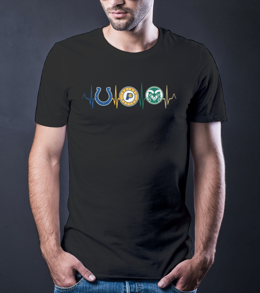 Colts Pacers Rams Heartbeat T-Shirt