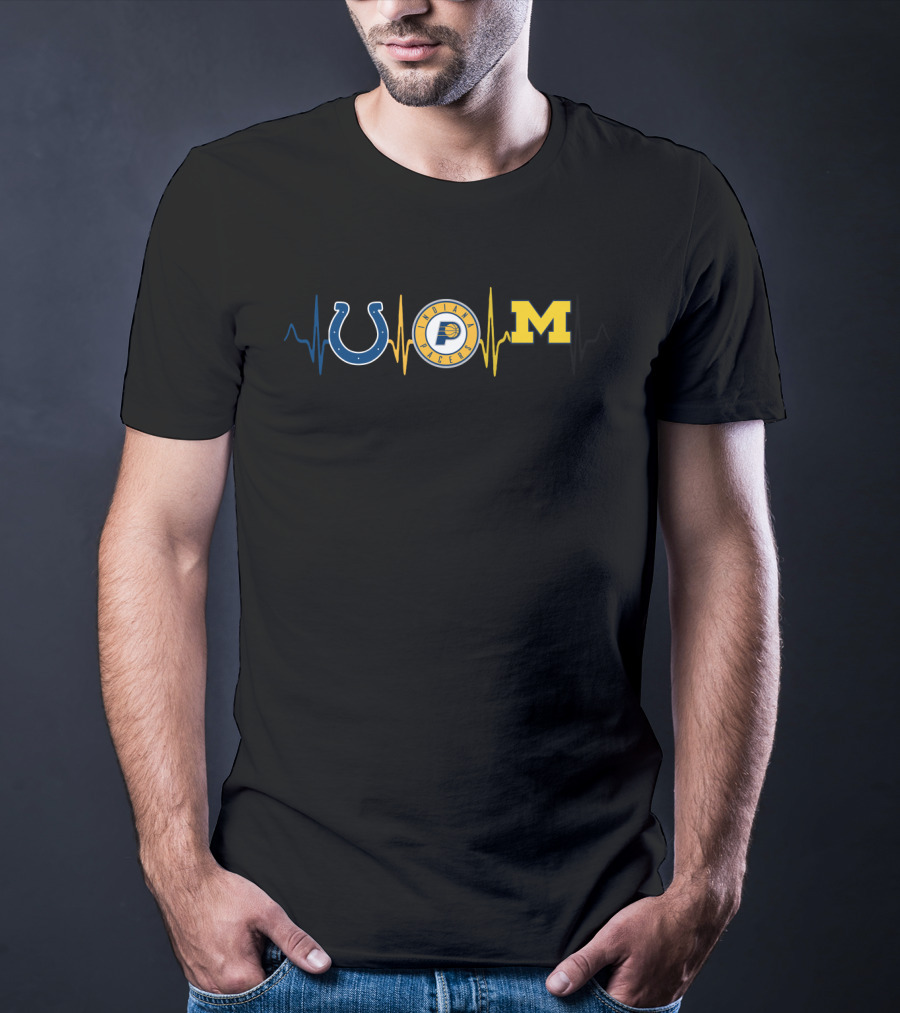 Love Colts Pacers Michigan Heartbeat T-Shirt