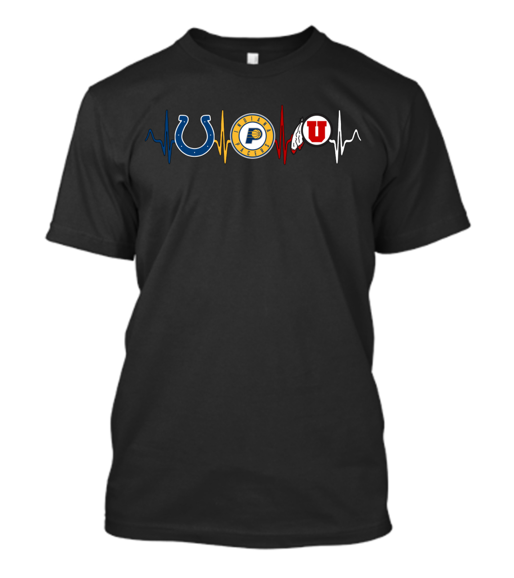 Love Colts Pacers Utes Heartbeat T-Shirt