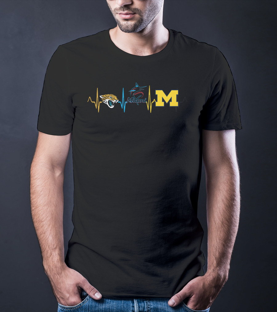 Love Jaguars Miami Marlins Michigan Wolverines T-Shirt