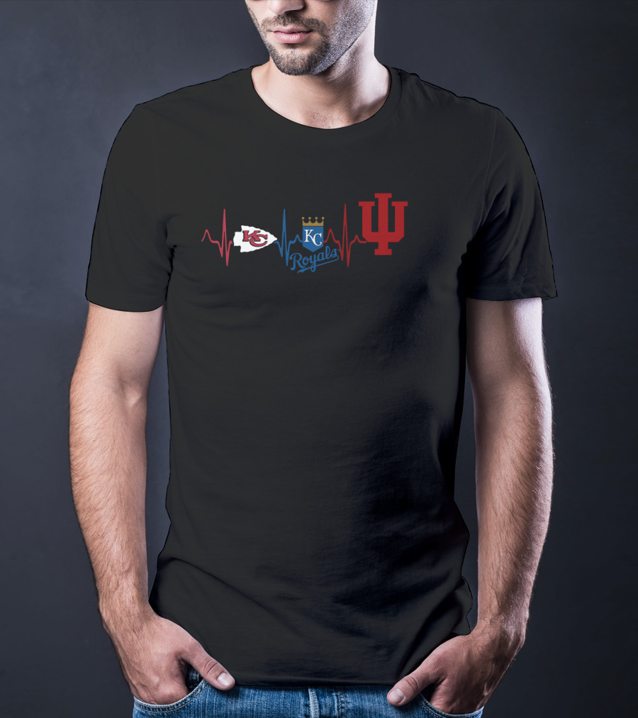 Kansas City Chiefs Royals Indiana Hoosiers Heartbeat T-Shirt