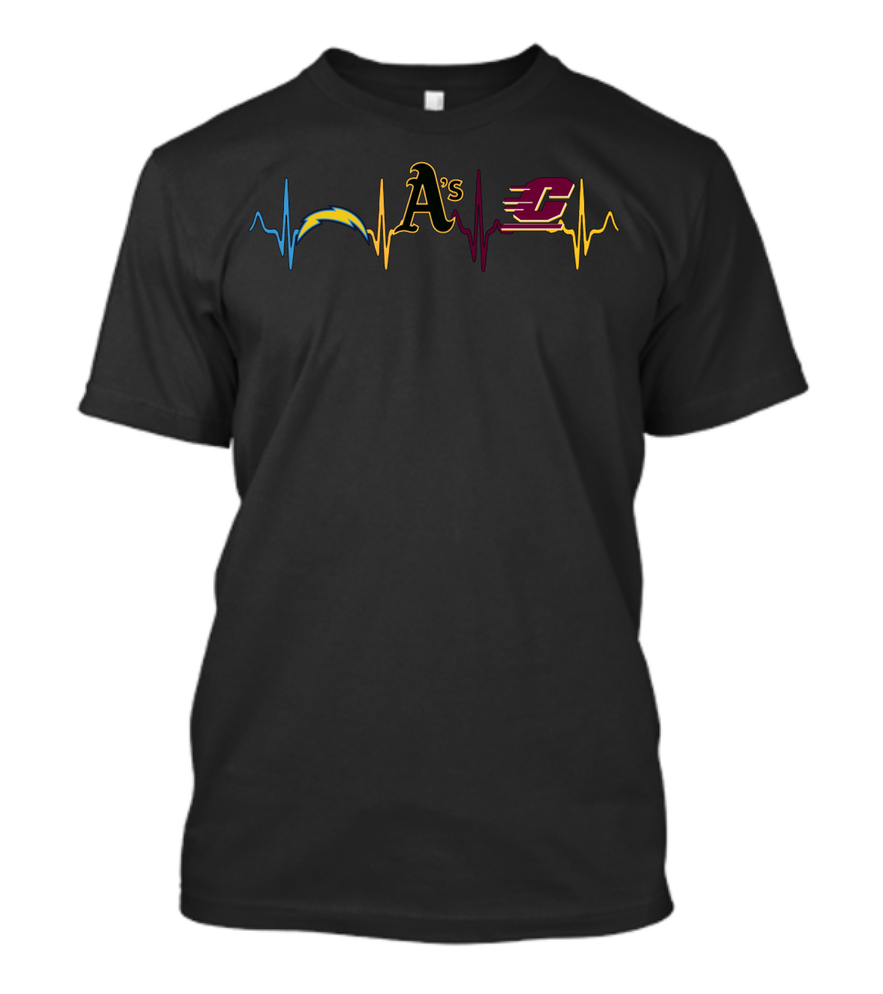 Love Chargers Athletics A's Cmc Heartbeat T-Shirt