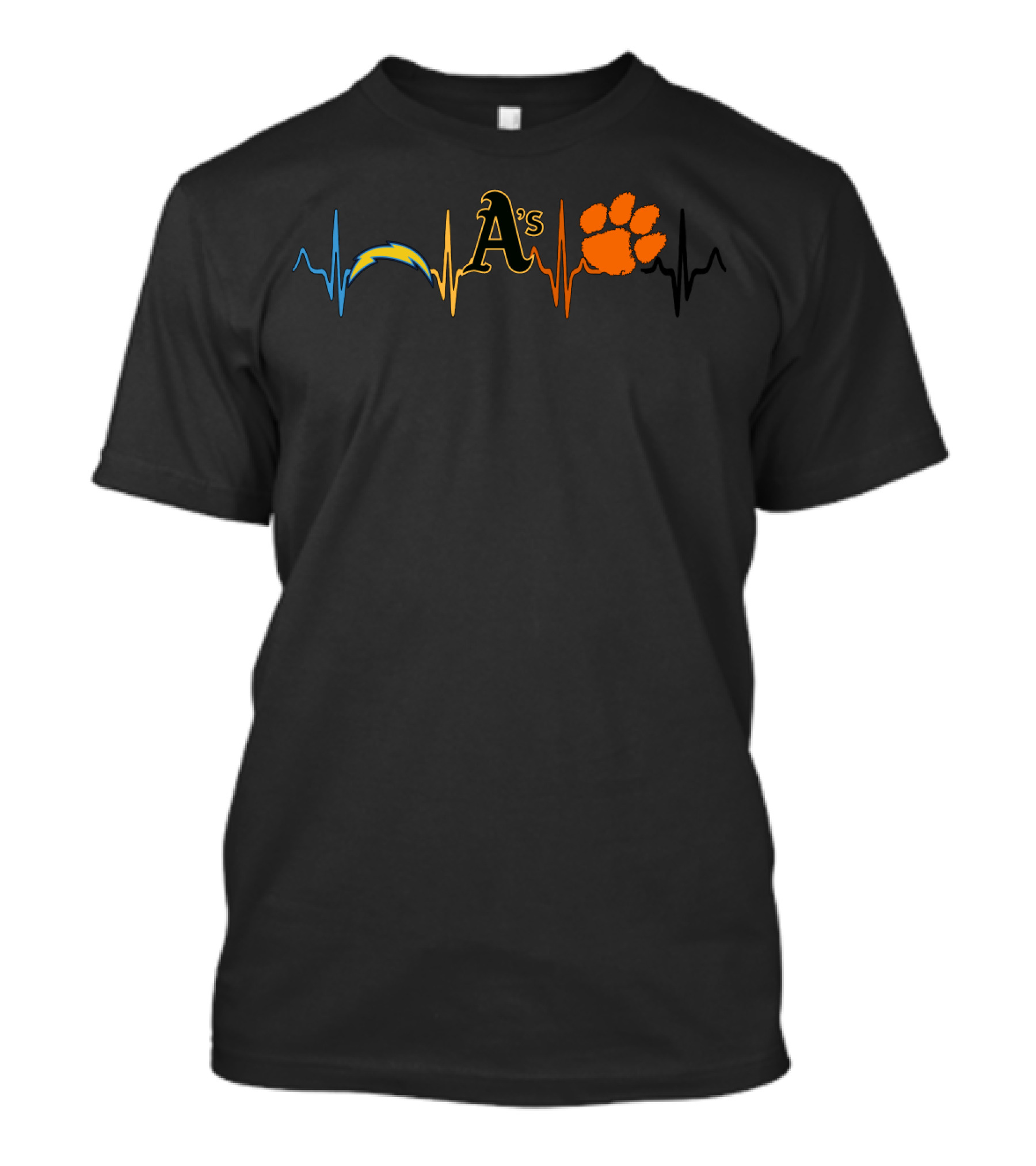 Athletics A's Chargers Clemson Heartbeat T-Shirt