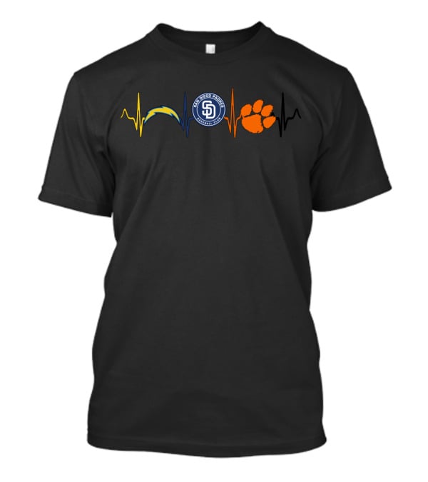 Love Chargers Padres Ct Heartbeat T-Shirt