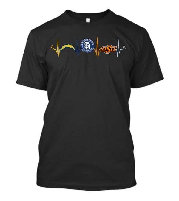 Love Chargers San Diego Padres Osu Heartbeat T-Shirt