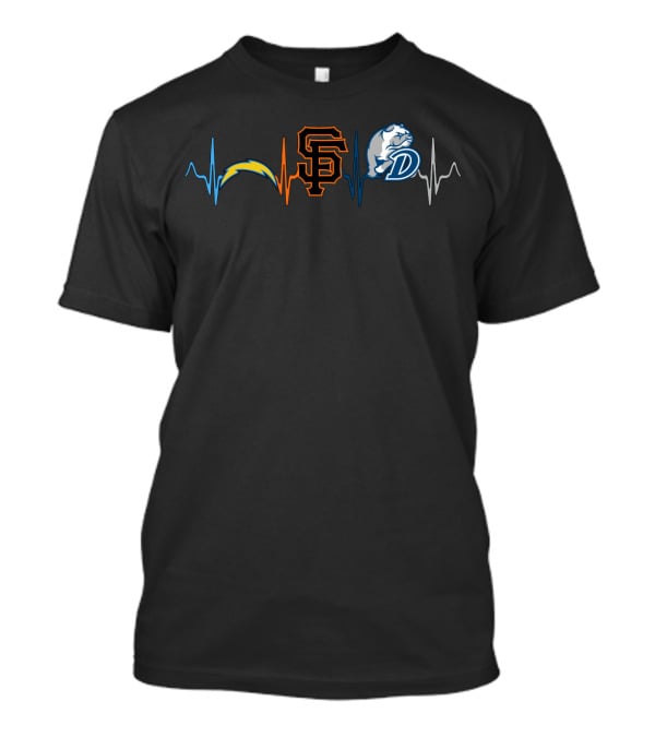 Chargers Sf Giants Drake Bulldogs Heartbeat T-Shirt