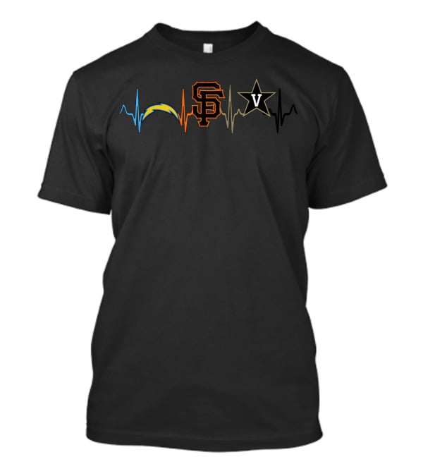 Love Chargers Sf Giants Vanderbilt V-Heartbeat T-Shirt