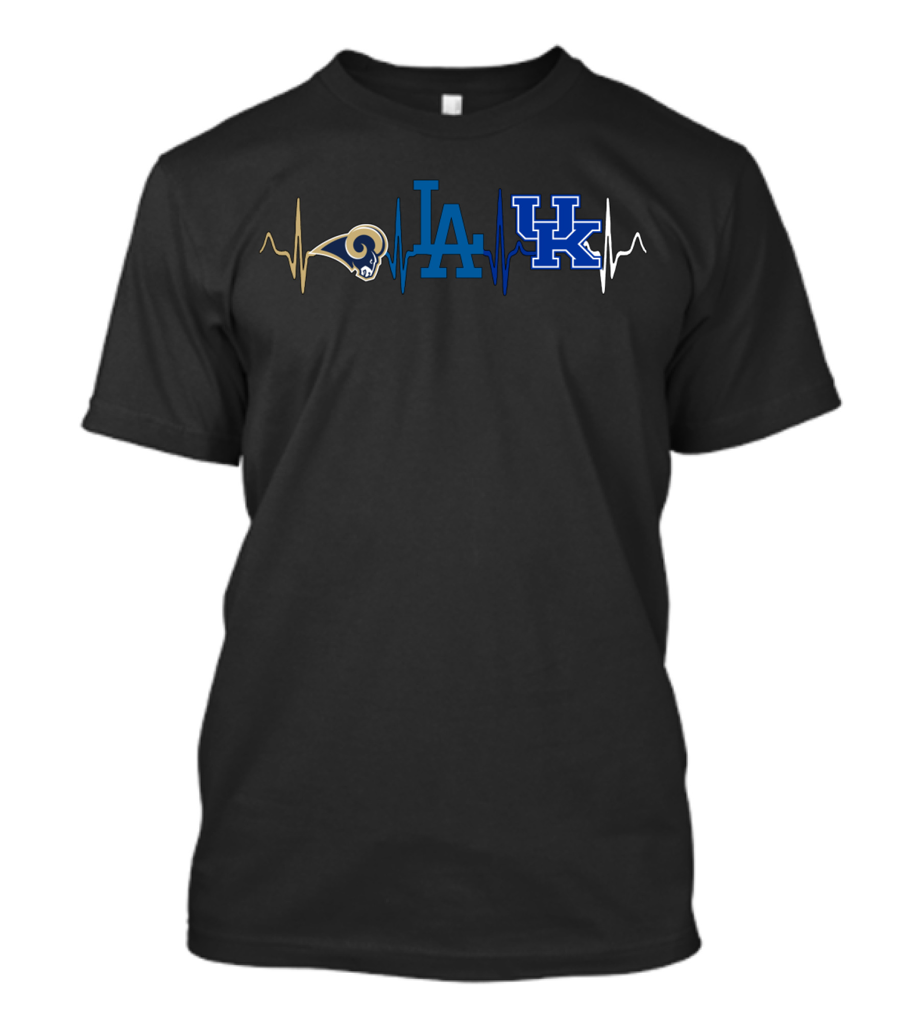 Love Rams La Dodgers Uk Wildcats Kw Heartbeat T-Shirt