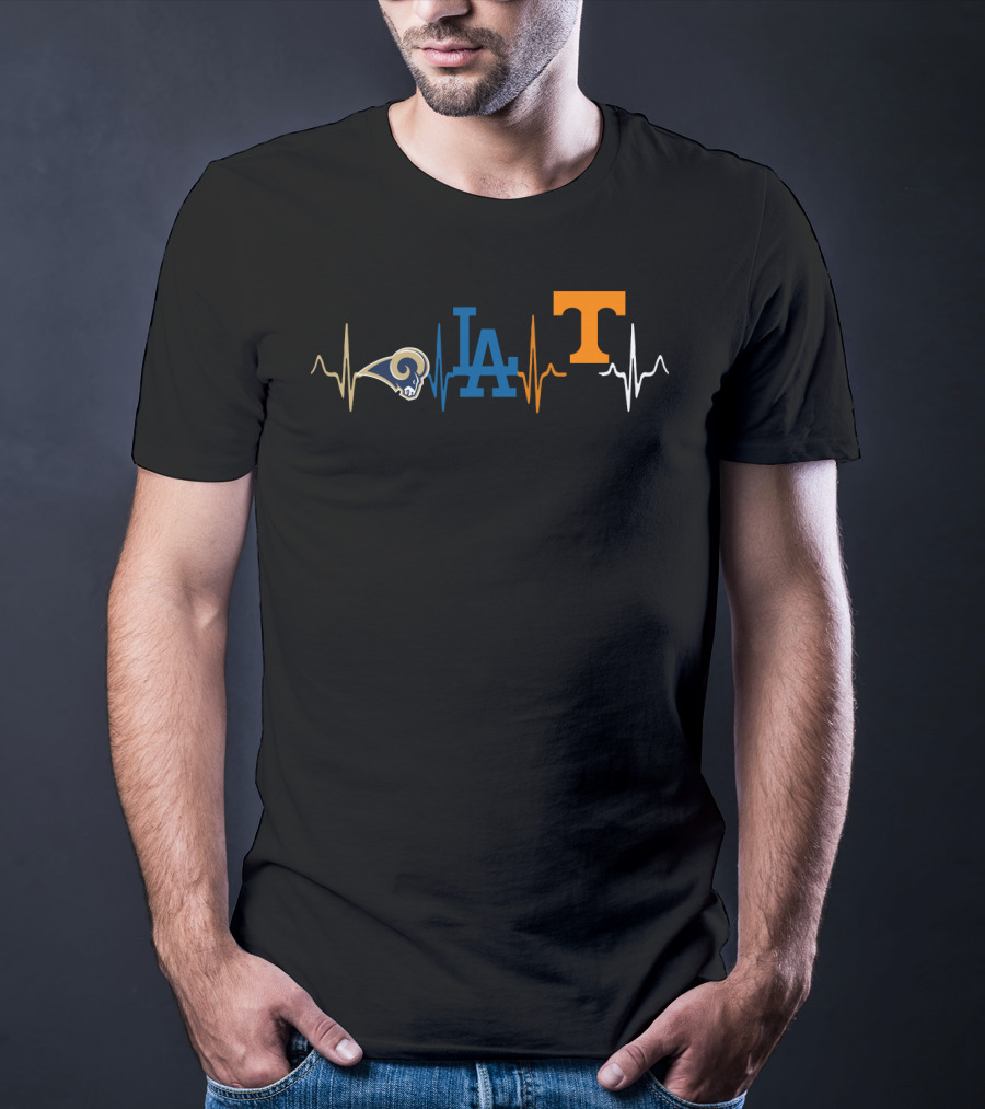 Love Rams La Dodgers Tennessee Volunteers Heartbeat T-Shirt