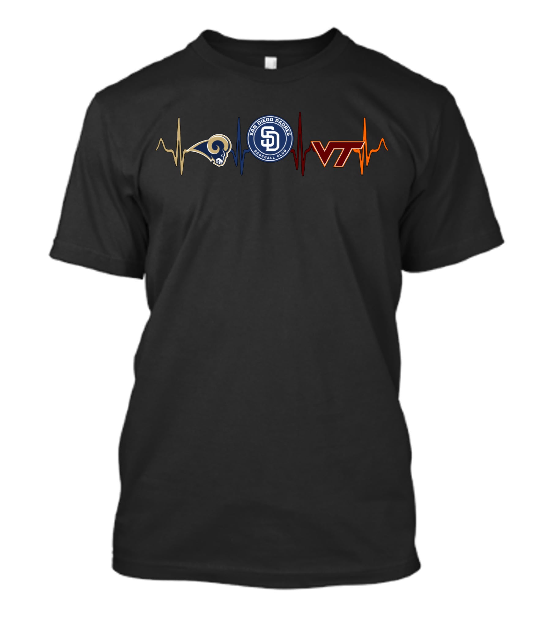Love Rams San Diego Padres Vth Heartbeat T-Shirt