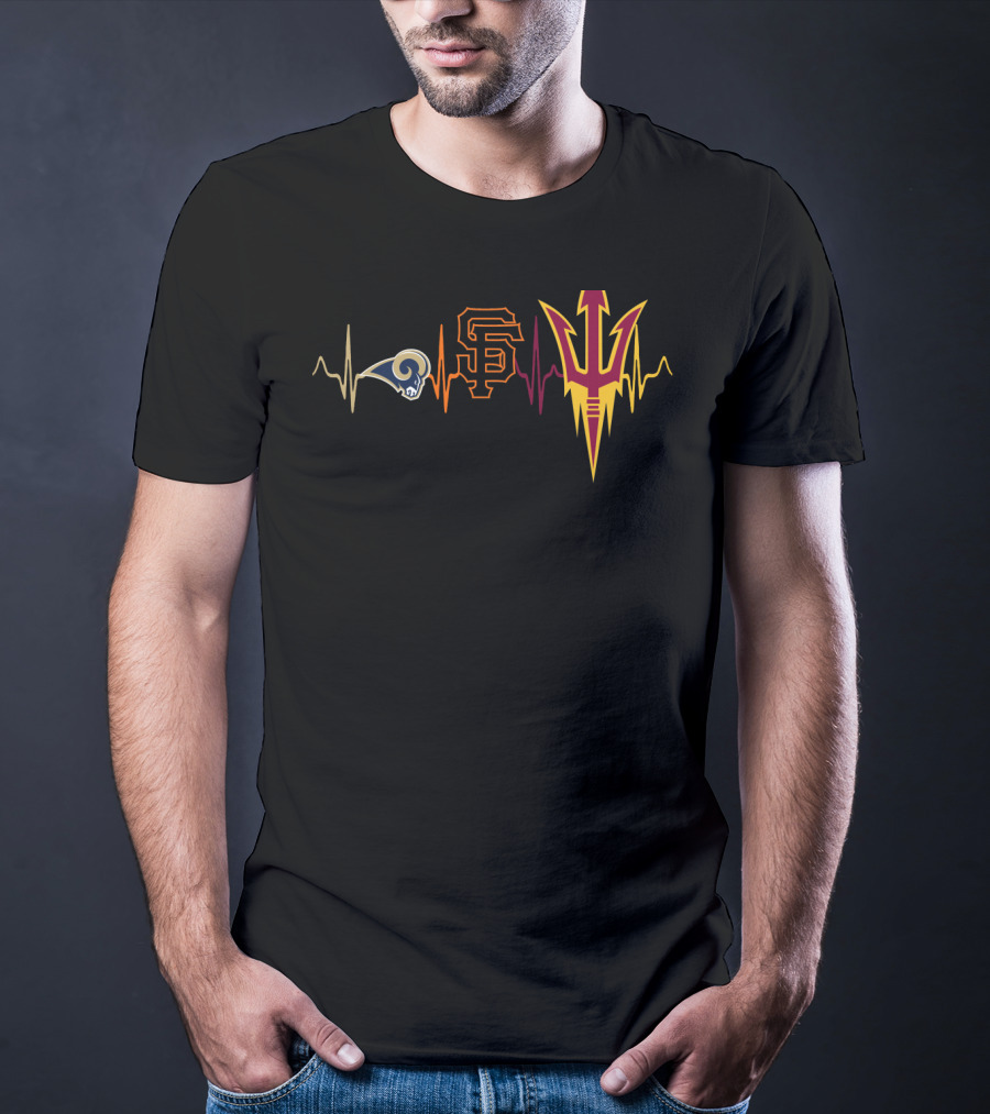 Rams Giants Sun Devils Heartbeat T-Shirt