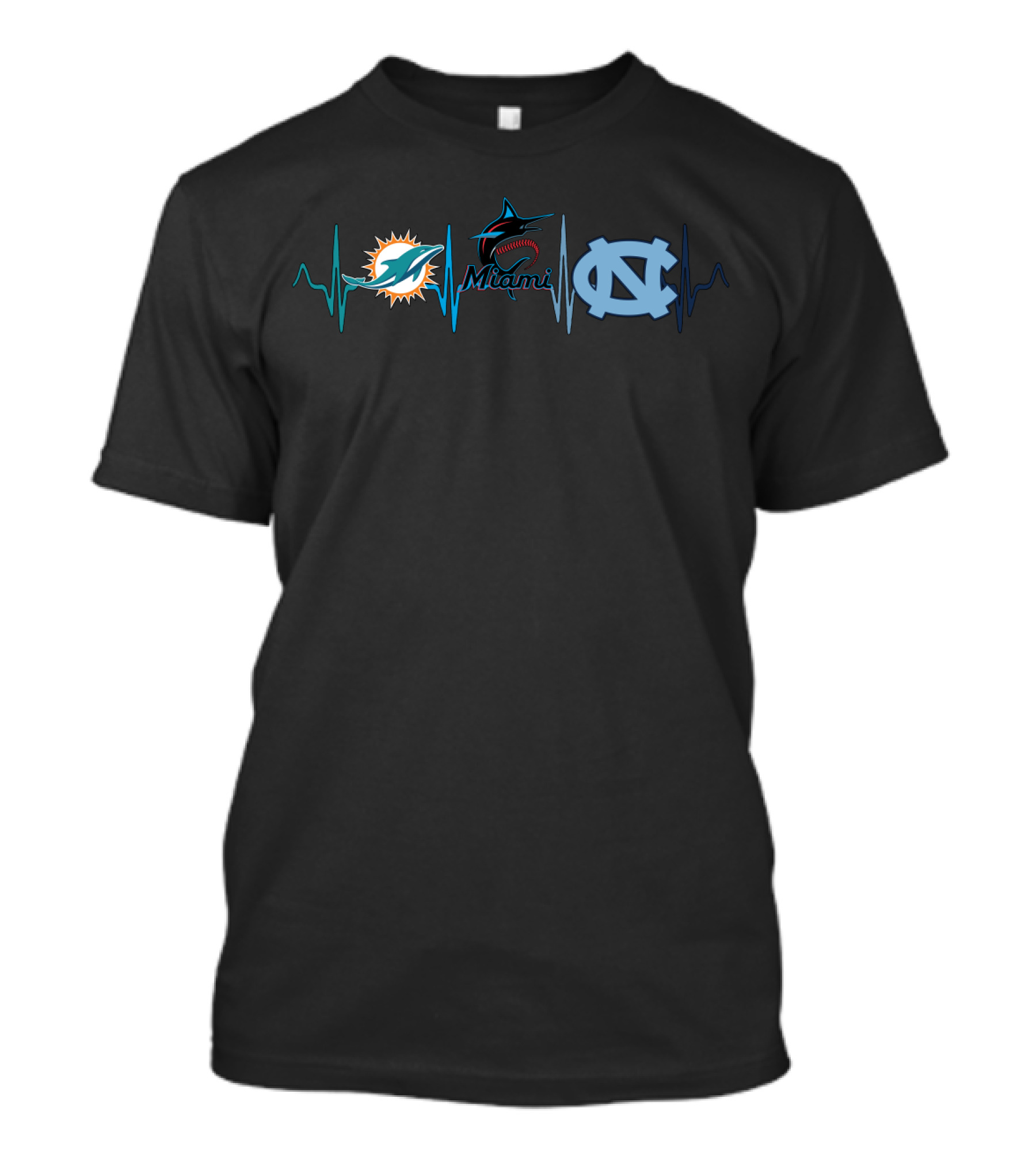 Miami Dolphins Marlins Unc Heartbeat Ncth T-Shirt