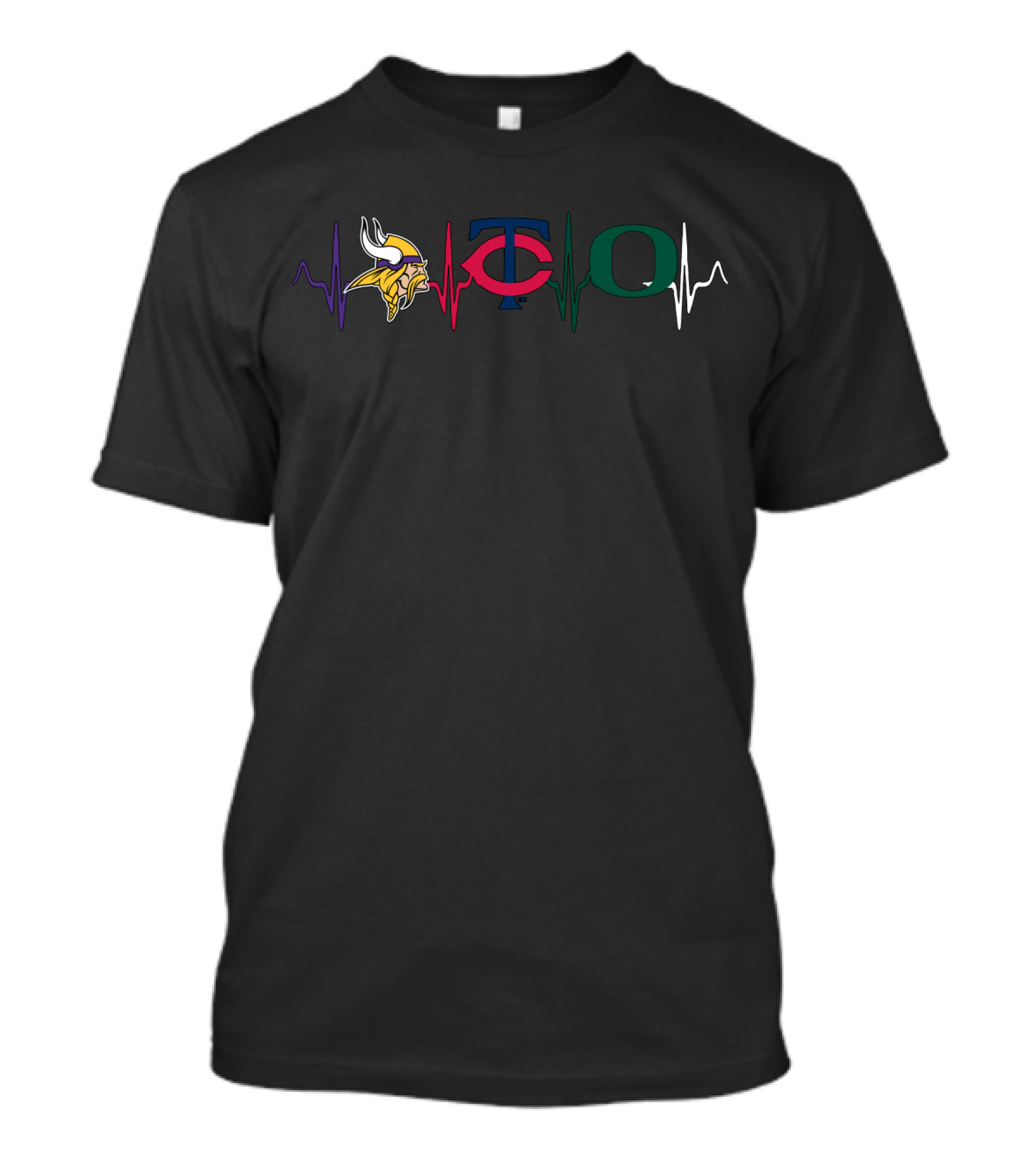 Vikings Twins Od Sports Heartbeat T-Shirt