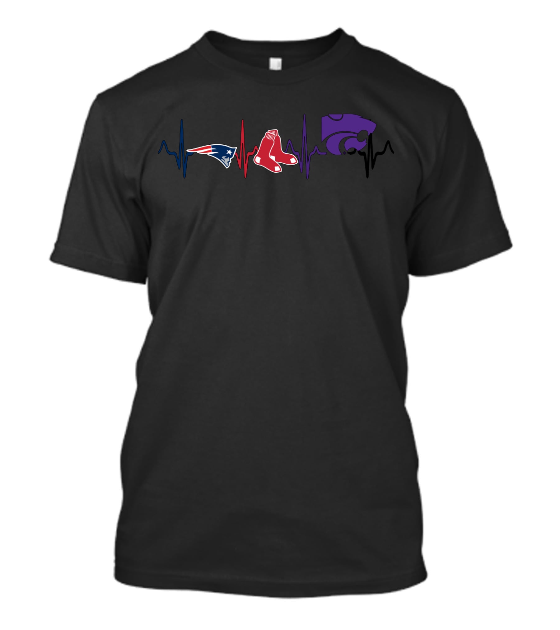 Patriots Red Sox Ksw Wildcats Heartbeat Motif T-Shirt