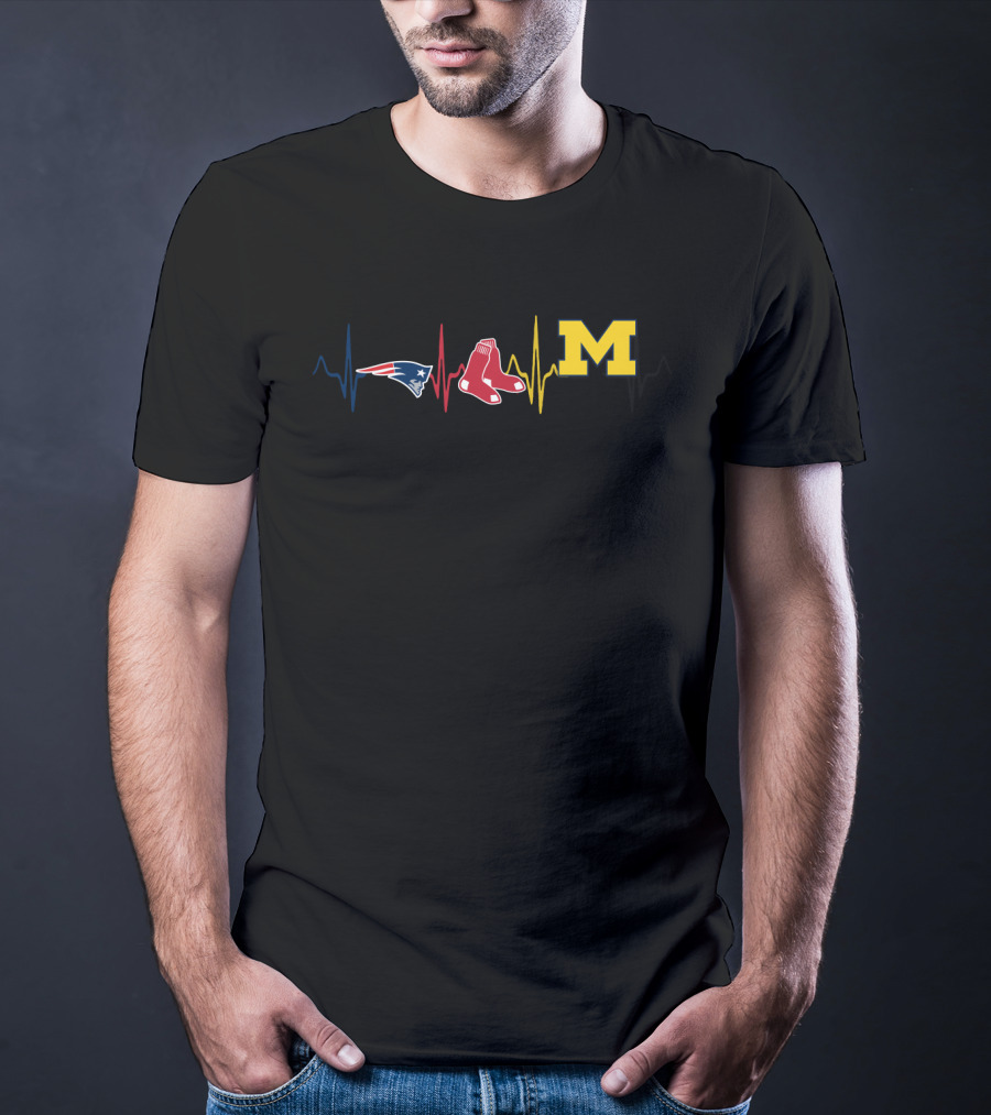 Love Patriots Red Sox Michigan Fan Pulse T-Shirt
