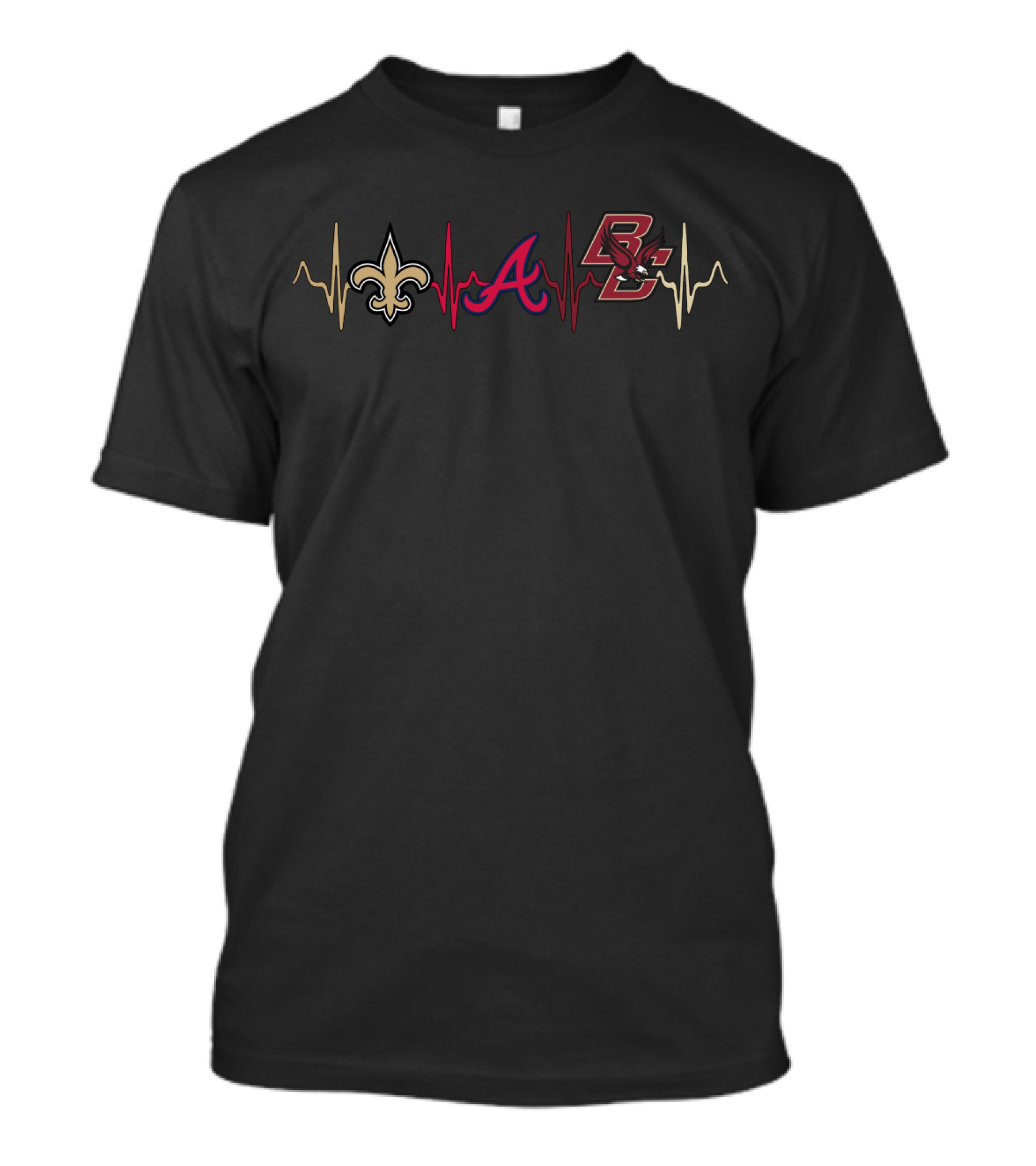 New Orleans Saints Atlanta Braves Boston College Heartbeat T-Shirt