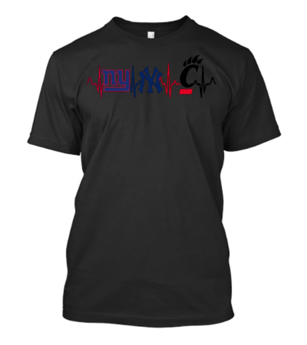 Giants Yankees Bearcats Heartbeat Love T-Shirt