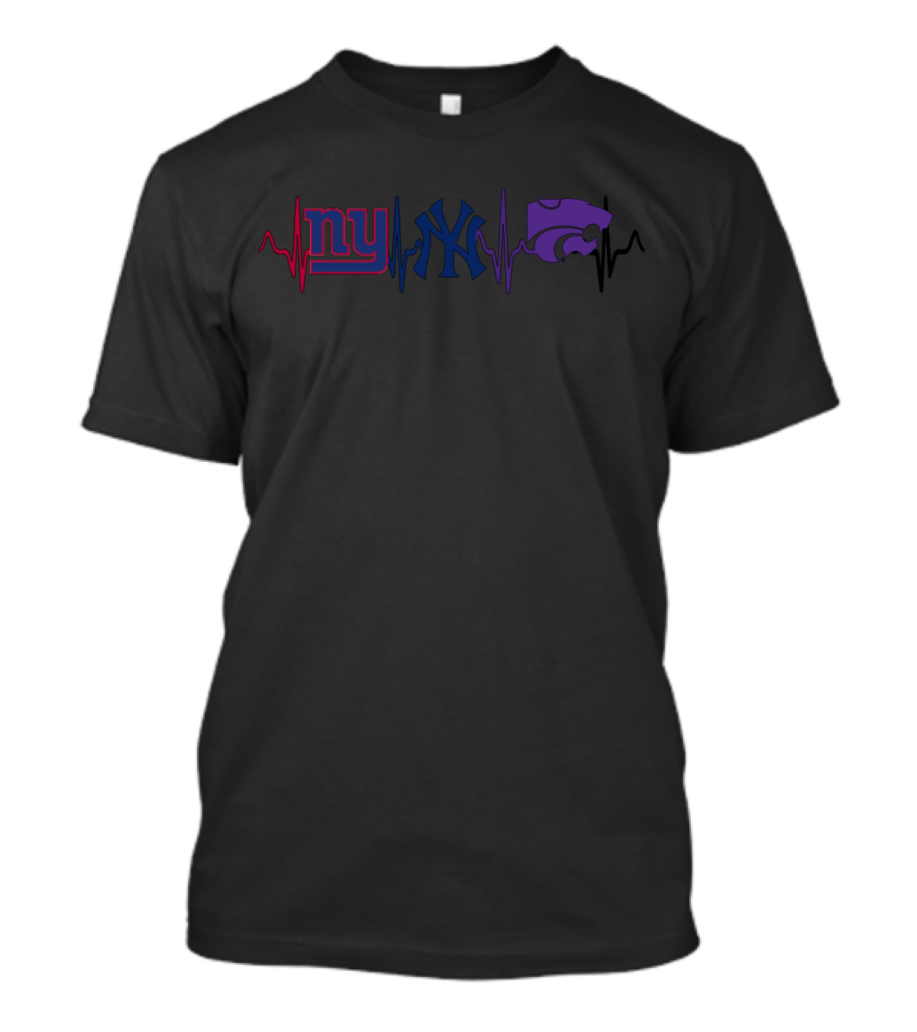 Love Giants Yankees Wildcats Heartbeat T-Shirt