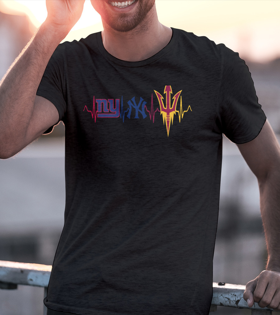 Ny Giants Yankees Arizona State Heartbeat T-Shirt