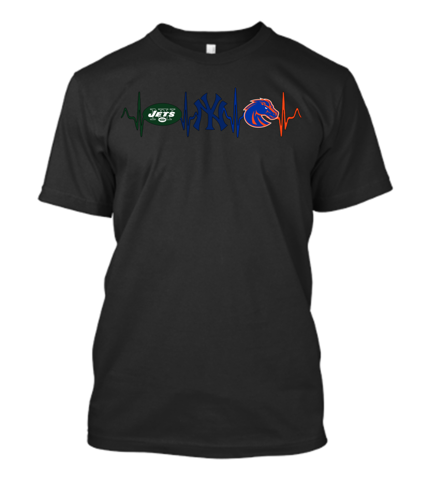 Jets Yankees Broncos Heartbeat Bsb T-Shirt