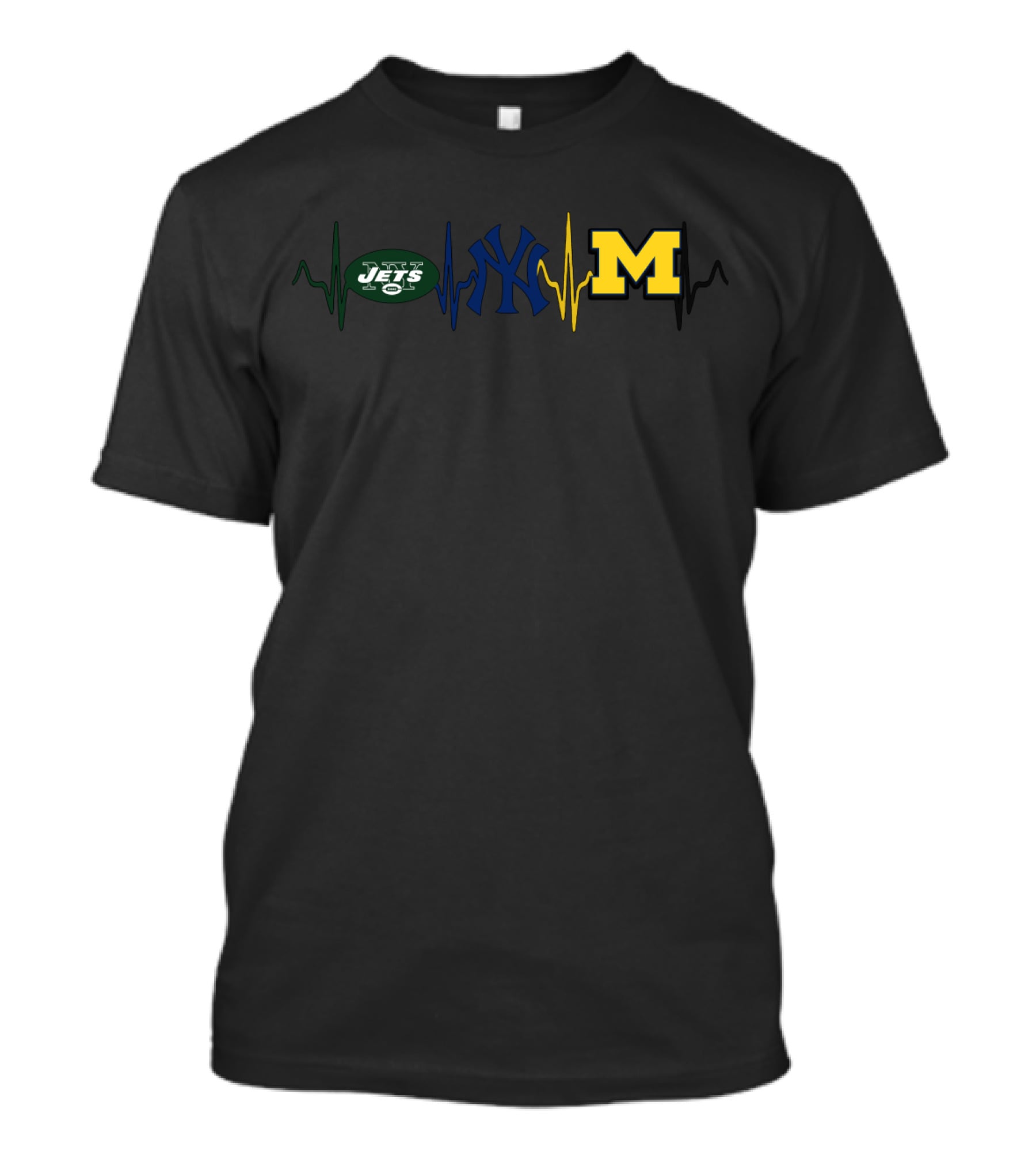 Jets Yankees Michigan Heartbeat Trio T-Shirt