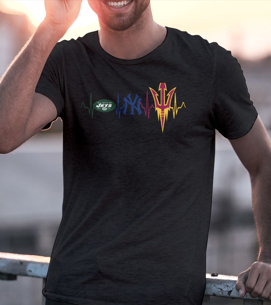 New York Jets Yankees Arizona State Heartbeat T-Shirt